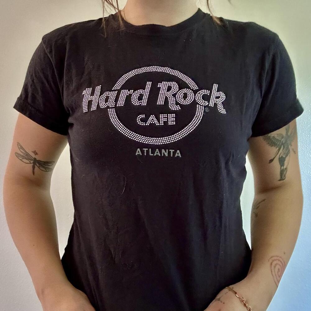 Vintage Y2K Hard Rock Cafe Atlanta Bedazzled Graphic T-Shirt – Size M